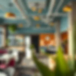 Modern coworking space in Dubai featuring vibrant decor