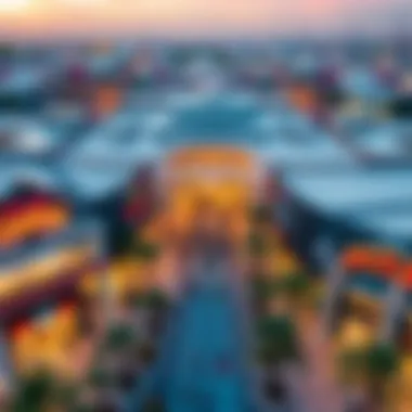 Aerial view of Dubai's vibrant outlet shopping center