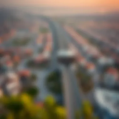 Aerial view of the neighborhoods surrounding the Garden Metro Station