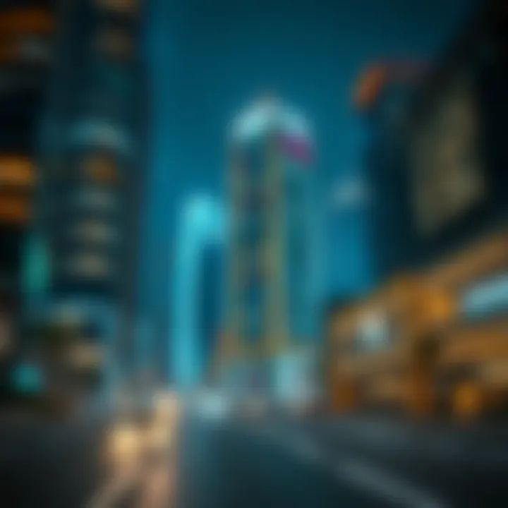 Technological Advancements in Dubai's Business Hub Business district in Dubai highlighting technological advancements