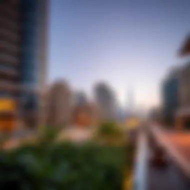 Modern architecture surrounding the JBR Walk, illustrating Dubai's skyline
