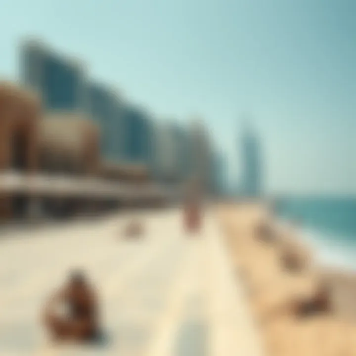 The stunning beachside at JBR Walk with visitors enjoying the sun