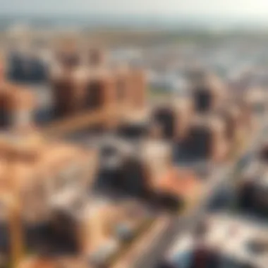 Aerial view of ongoing construction projects in the Majan neighborhood