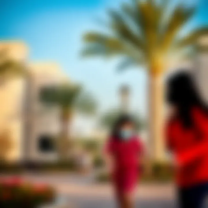 Vibrant community life in Majan with parks and recreational areas