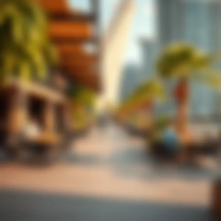 Vibrant lifestyle scene at Marina Shore with outdoor cafes and recreational areas