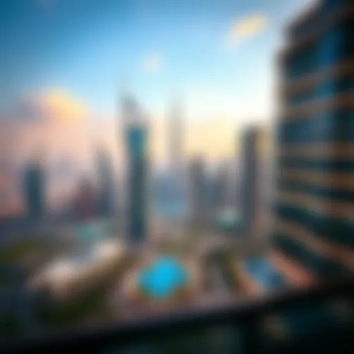 Modern Architectural Marvels of Dubai Aerial view of Dubai skyline showcasing modern architecture