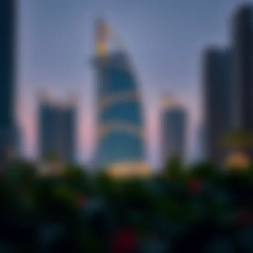 Stunning architectural view of The Torch in Dubai Marina