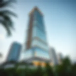 Stunning architectural view of Waves Tower showcasing its modern design