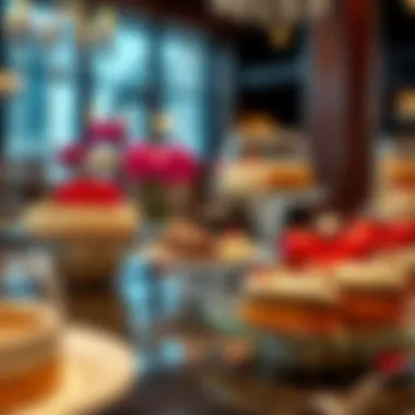 An elegant dessert display at a Dubai restaurant