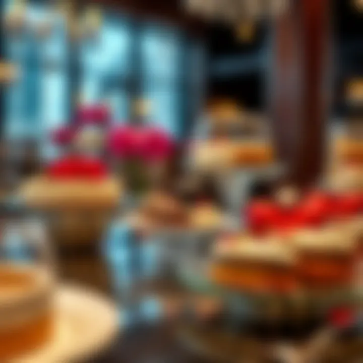 An elegant dessert display at a Dubai restaurant