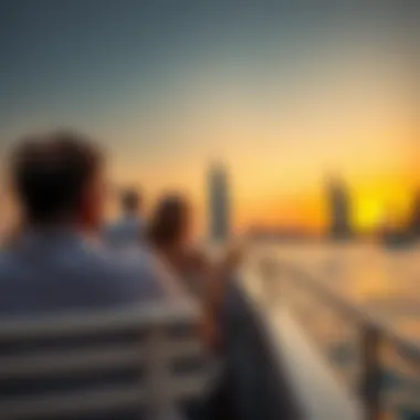 Couples enjoying a sunset cruise over Dubai Marina