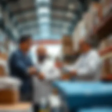 Retailers Discussing Warehouse Sale Insights A strategic discussion among retailers about warehouse sales benefits.