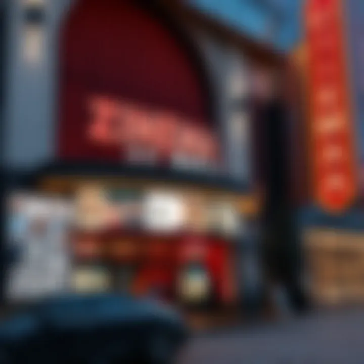 Diverse film offerings displayed on the cinema's marquee