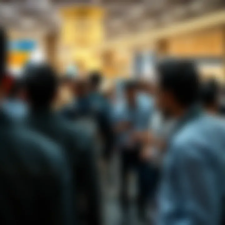 Crowds engaging at a real estate exhibition event inside the expo centre.