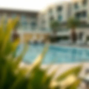 Outdoor pool area in Dubai Parks accommodation