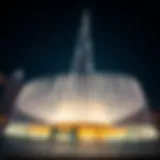 Breathtaking view of Burj Khalifa fountain show at night