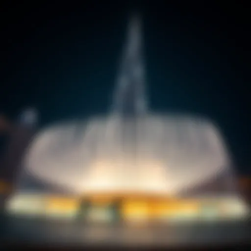 Breathtaking view of Burj Khalifa fountain show at night