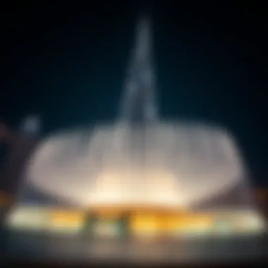 Nighttime Splendor of the Burj Khalifa Fountain Breathtaking view of Burj Khalifa fountain show at night