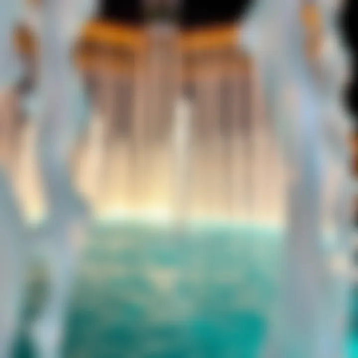 Intricate Water Choreography Captured Close-up of the intricate water choreography at the fountain show