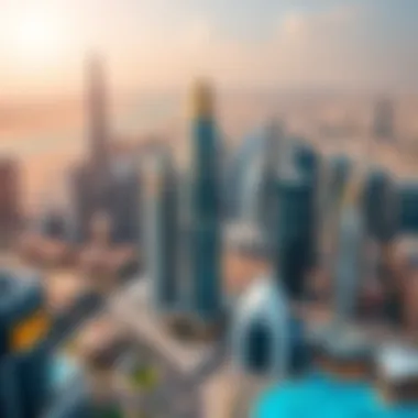 Aerial View of Dubai Skyline Aerial view of Dubai skyline showcasing modern architecture