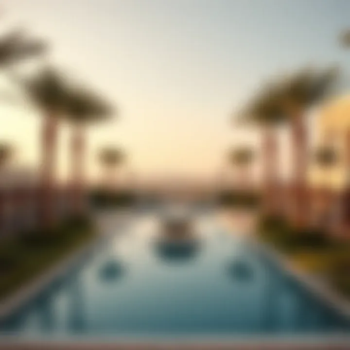 Stunning view of the hotel’s landscaped gardens and pool area