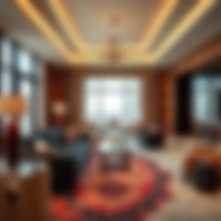 Luxurious suite interior with modern decor and opulent furnishings