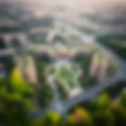 Aerial view of Jumeirah Garden City showcasing its layout and greenery