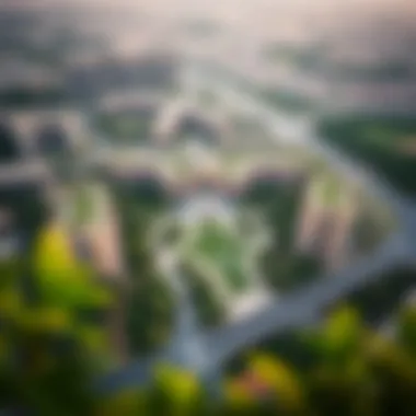 Aerial Perspective of Jumeirah Garden City Aerial view of Jumeirah Garden City showcasing its layout and greenery
