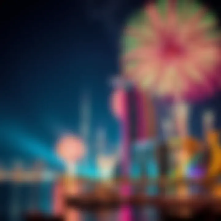 Colorful fireworks above Dubai Creek