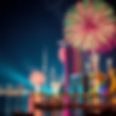 Vibrant Fireworks Over Dubai Creek Colorful fireworks above Dubai Creek