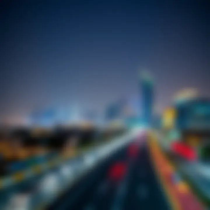 Skyline view of Sheikh Zayed Road featuring Latifa Tower