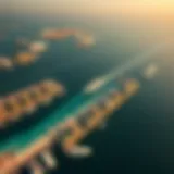 A stunning aerial view of Dubai's coastline showcasing luxury marine developments