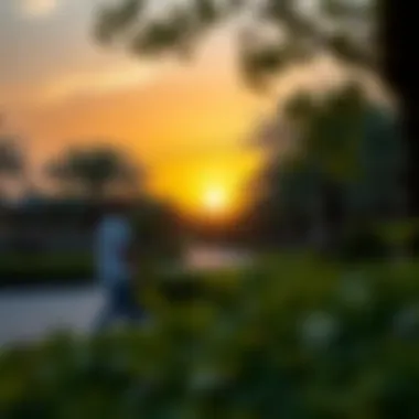 A picturesque sunset over Lilac Park highlighting its beauty