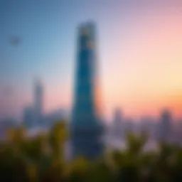 Stunning architectural view of MAG 218 Tower against the Dubai skyline