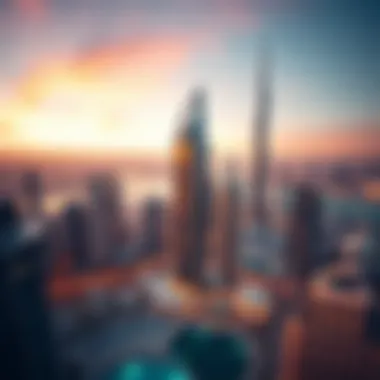 Aerial view of the Maryam Building surrounded by Dubai skyline