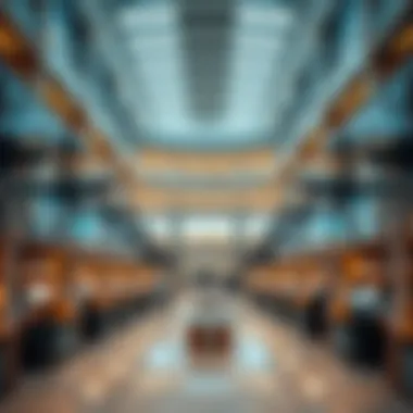 Interior layout of the library featuring modern reading spaces and technology