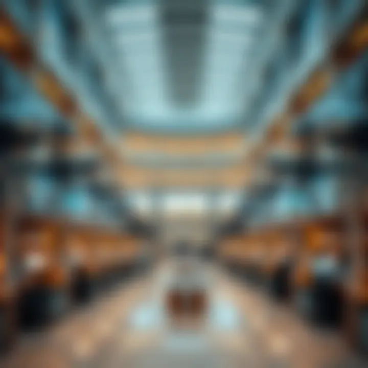 Interior layout of the library featuring modern reading spaces and technology