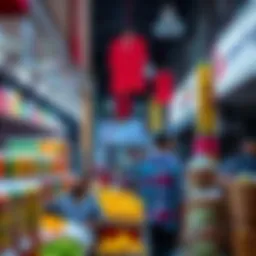 Vibrant market scene showcasing diverse goods
