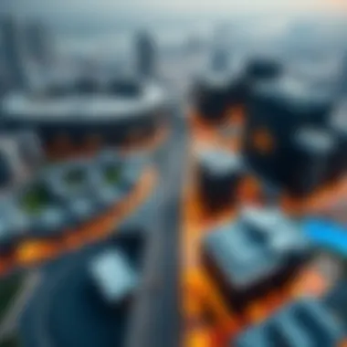 Aerial view of Dubai Media City showcasing its modern architecture and layout