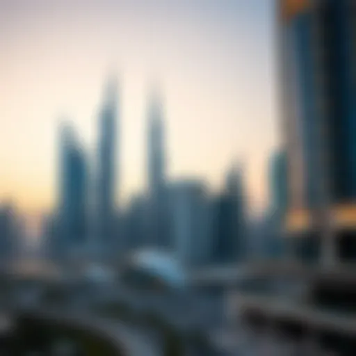 A modern skyline of Dubai showcasing iconic architecture