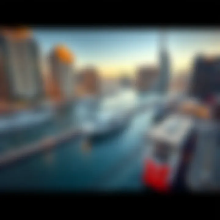 RTA Water Bus Routes in Dubai Marina Map highlighting RTA Water Bus routes in Dubai Marina