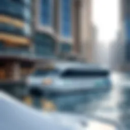 Scenic view of the RTA Water Bus in Dubai Marina