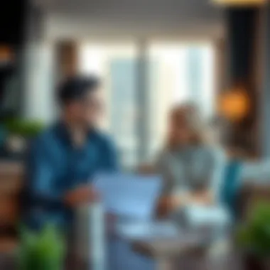 Couple Exploring Visa Options A couple discussing visa options in a modern setting