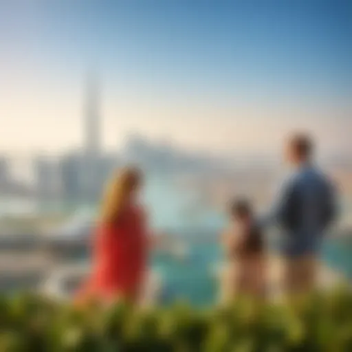 Scenic view of Dubai skyline with family unity theme
