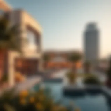 A scenic view of a luxury property in Dubai highlighting unique features