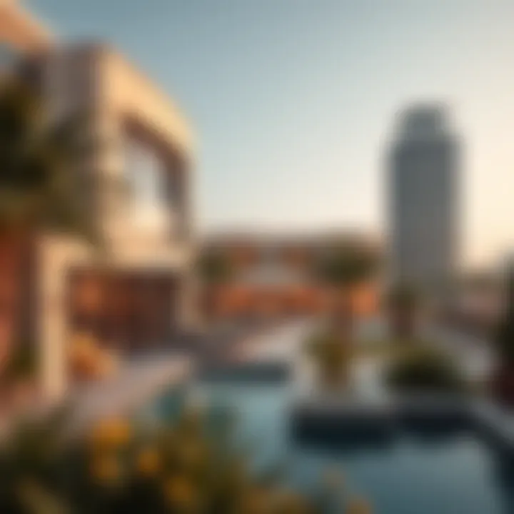 A scenic view of a luxury property in Dubai highlighting unique features