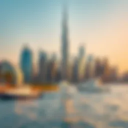Stunning skyline of Dubai with iconic structures