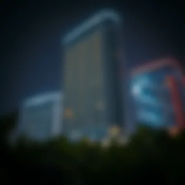 Nighttime illumination highlighting the New Deira Building's modern architecture