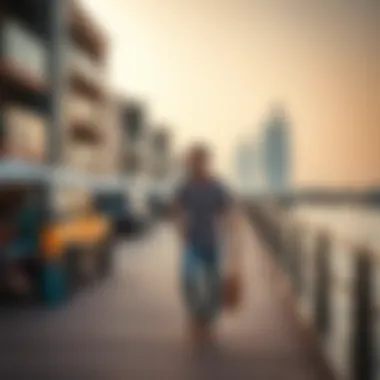 Vibrant Lifestyle along Palm Boardwalk Vibrant lifestyle scene along the Palm Boardwalk