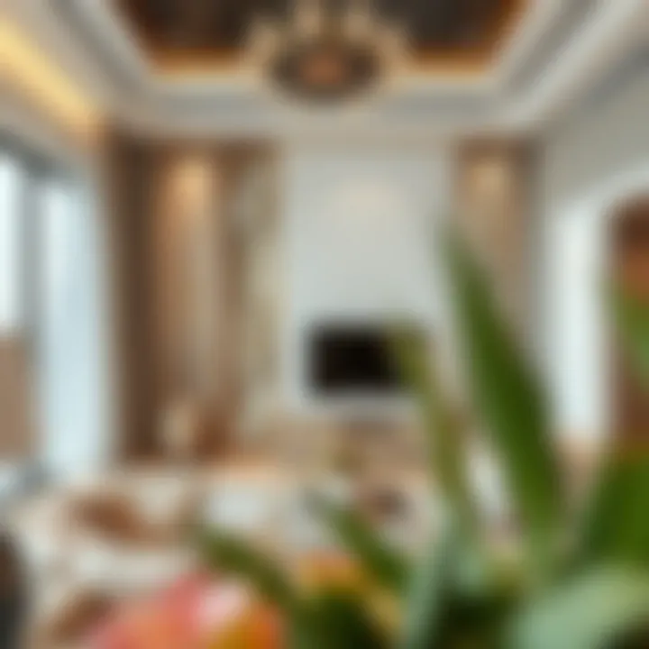 Stylish living room with decorative partitions